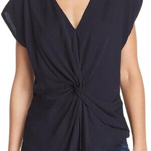 Joie Bosko Twist-Front Pullover Black Silk Blouse Size X-Small XS